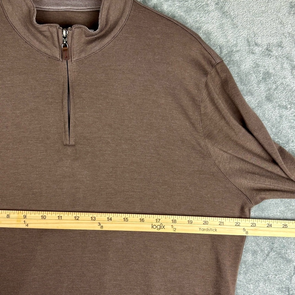 Mizzen Main 1/4 Zip Pullover Mens XL Brown Trim Fit Mock Neck Sweater - Picture 13 of 14
